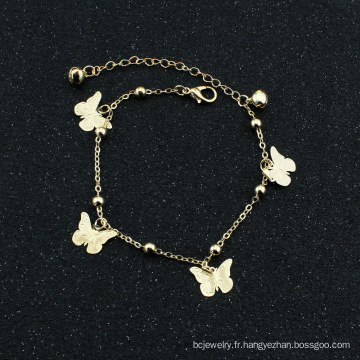 Shangjie OEM Tobillera Summer Rose Flower Dragonfly Butterfly Leaf Shell Drillg Anklet Bling Chevaute